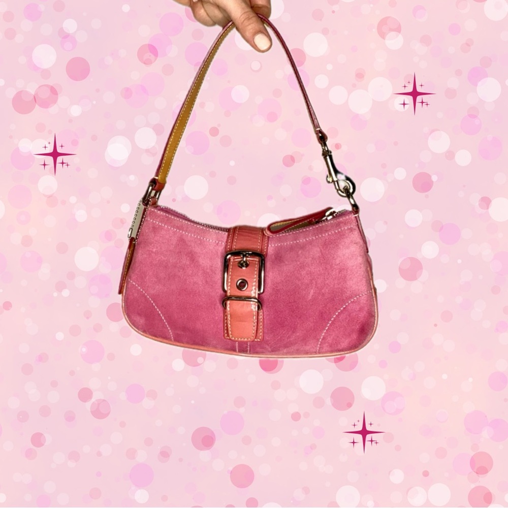🩷 Vintage Y2K Coach Demi Hampton Mini Purse - Pink Suede 🩷